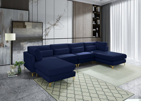 Julia - Modular Sectional 6 Piece - Fabric - Navy - Home Elegance USA