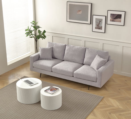 Modern Three Seat Sofa Couch with 2 Pillows, Light Grey Perfect for Every Occasion Home Elegance USA