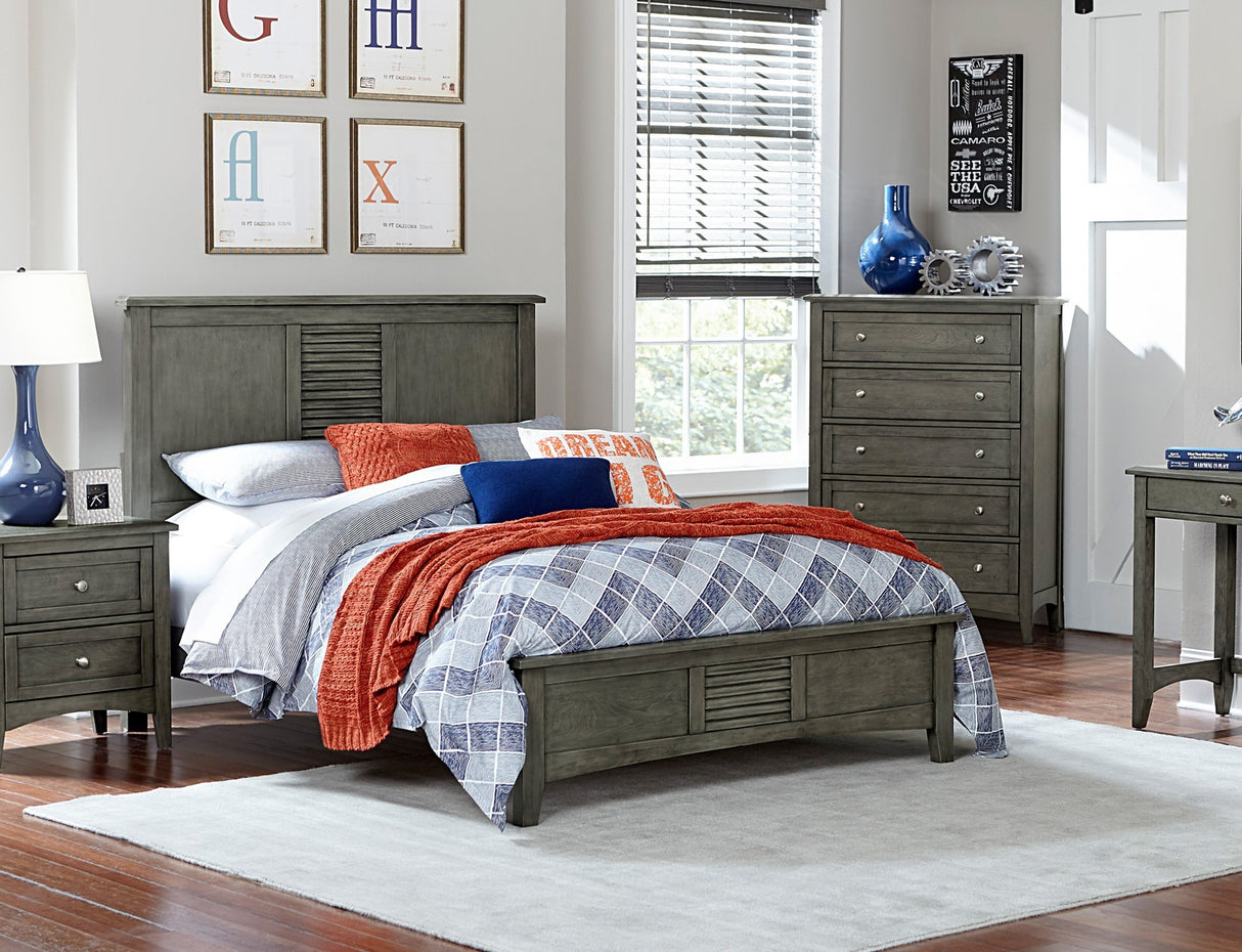 Transitional Style Cool Gray Finish 1pc Queen Size Bed Birch Veneer Wood Bedroom Furniture - Home Elegance USA