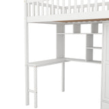 Twin size Loft Bed with Bookshelf,Drawers,Desk,and Wardrobe-White - Home Elegance USA