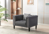 Mary Dark Gray Velvet Tufted Chair With 1 Accent Pillow - Home Elegance USA