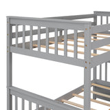 Twin-Over-Full Bunk Bed with Ladders and Two Storage Drawers(Gray)( old sku:LT000165AAE） - Home Elegance USA