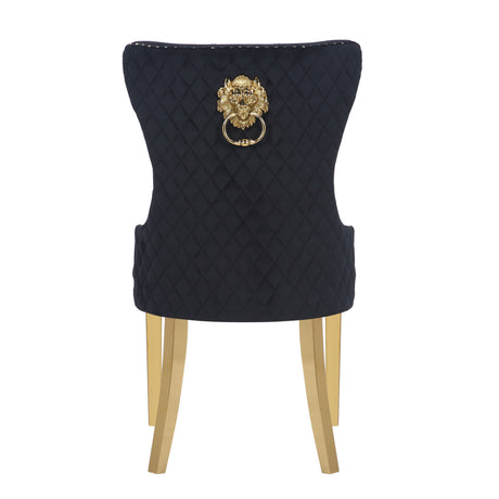 Simba Gold 2 Piece Dinning Chair Finish with Velvet Fabric in Black - Home Elegance USA