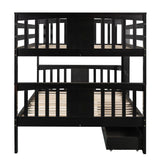 Full over Full Bunk Bed with Drawers and Ladder for Bedroom, Guest Room Furniture-Espresso(OLD SKU :LP000205AAP) - Home Elegance USA