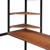 Full Metal Loft Bed with Desk and Shelve, Black - Home Elegance USA