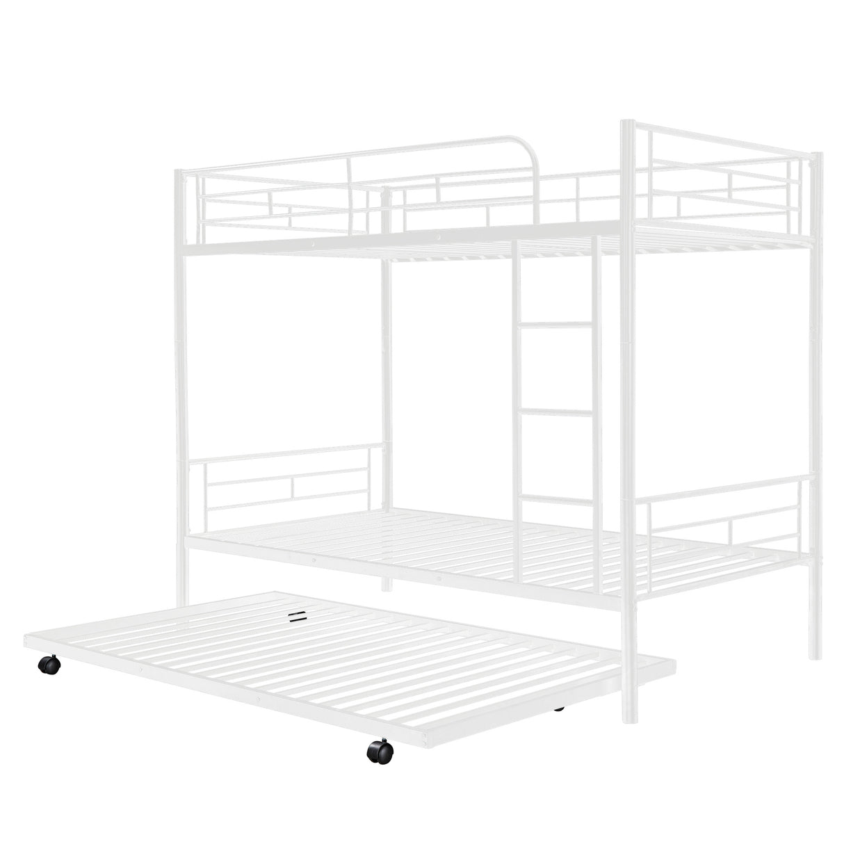 Twin-Over-Twin Metal Bunk Bed With Trundle,Can be Divided into two beds,No Box Spring needed ,White ( old sku: MF194806AAK ) - Home Elegance USA