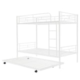 Twin-Over-Twin Metal Bunk Bed With Trundle,Can be Divided into two beds,No Box Spring needed ,White ( old sku: MF194806AAK ) - Home Elegance USA