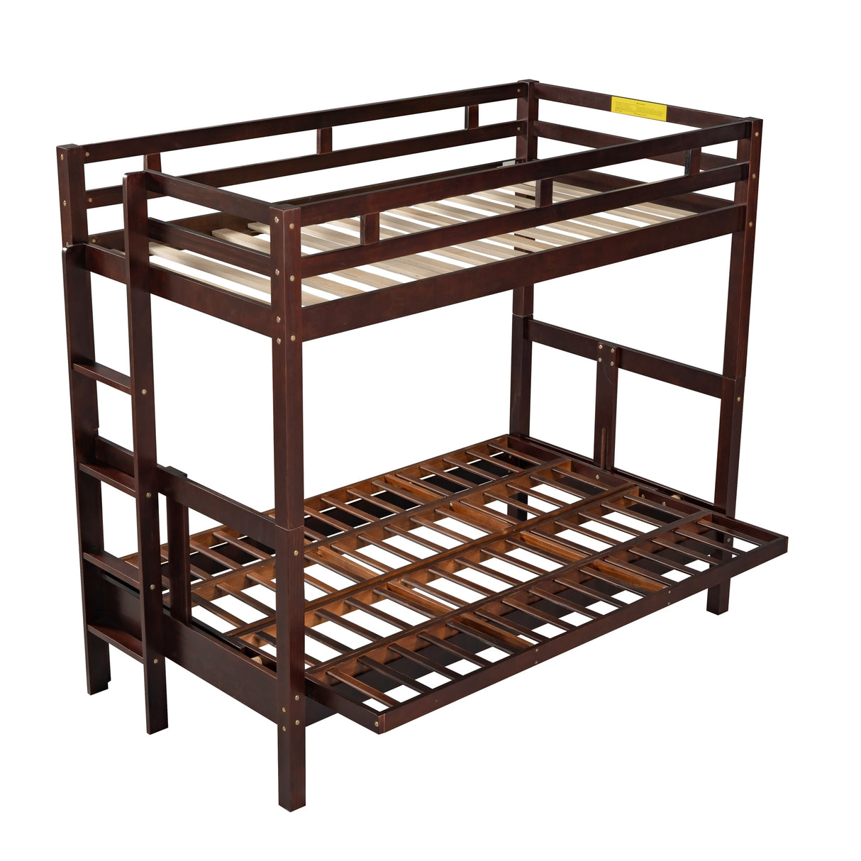 Twin over Full Bunk Bed,Down Bed can be Converted into Daybed,Espresso - Home Elegance USA