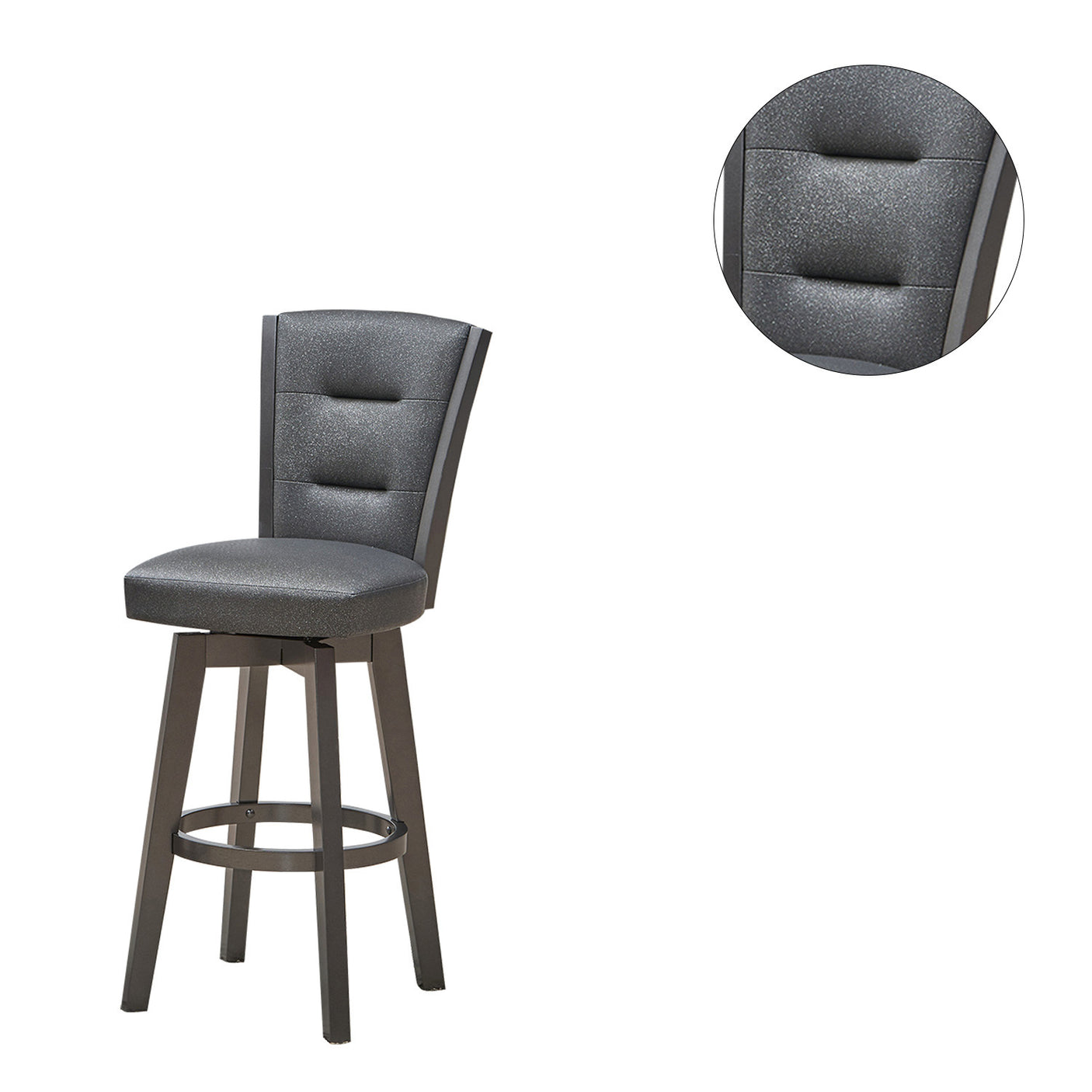 29" Seat Height Glitter Grey Faux Leather Bar Chairs, Set of 2 - Home Elegance USA