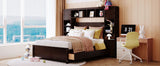 Full Size Wooden Bed With All-in-One Cabinet and Shelf, Espresso - Home Elegance USA