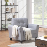 Modern Living Room Sofa Set Linen Upholstered Couch Furniture for Home or Office ,Light Grey-Blue,(1+2+3-Seat,Old Sku:SG000373AAA) Home Elegance USA