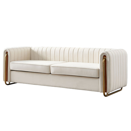 Modern velvet sofa beige color - Home Elegance USA