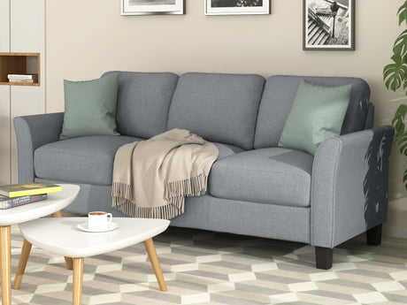 3 - Seat Sofa Living Room Linen Fabric Sofa (Gray) - WF191004AAE - image - 1