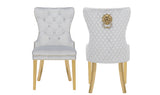 Simba Gold 2 Piece Dinning Chair Finish with Velvet Fabric in Light Gray - Home Elegance USA