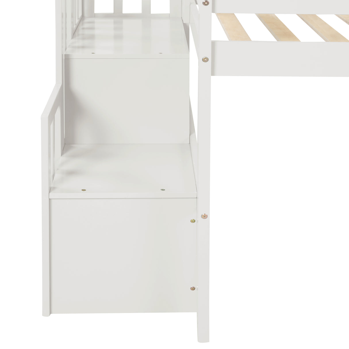 Loft bed with staircase , White - Home Elegance USA