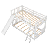 Twin over Twin Bunk Bed with Convertible Slide and Ladder, White - Home Elegance USA