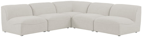 Miramar - Modular Sectional 5 Piece - Cream - Fabric - Modern & Contemporary - Home Elegance USA