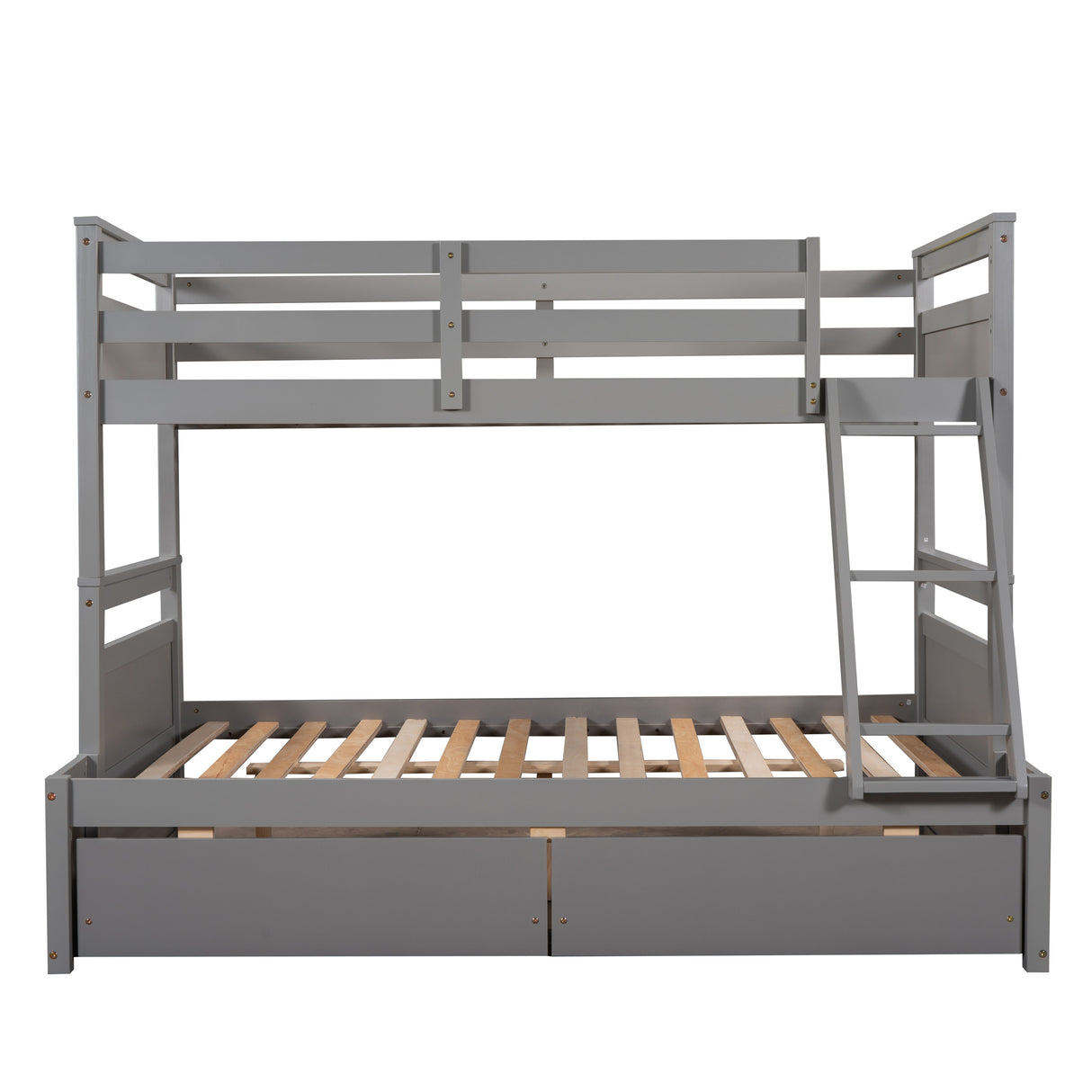 Twin over Full Bunk Bed with Storage - Gray(OLD SKU :LP000022AAE) - Home Elegance USA