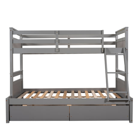 Twin over Full Bunk Bed with Storage - Gray(OLD SKU :LP000022AAE)