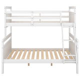 Twin over Full Bunk Bed with ladder, Safety Guardrail, Perfect for Bedroom, White - Home Elegance USA