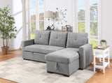 Serenity Gray Fabric Reversible Sleeper Sectional Sofa with Storage Chaise - Home Elegance USA