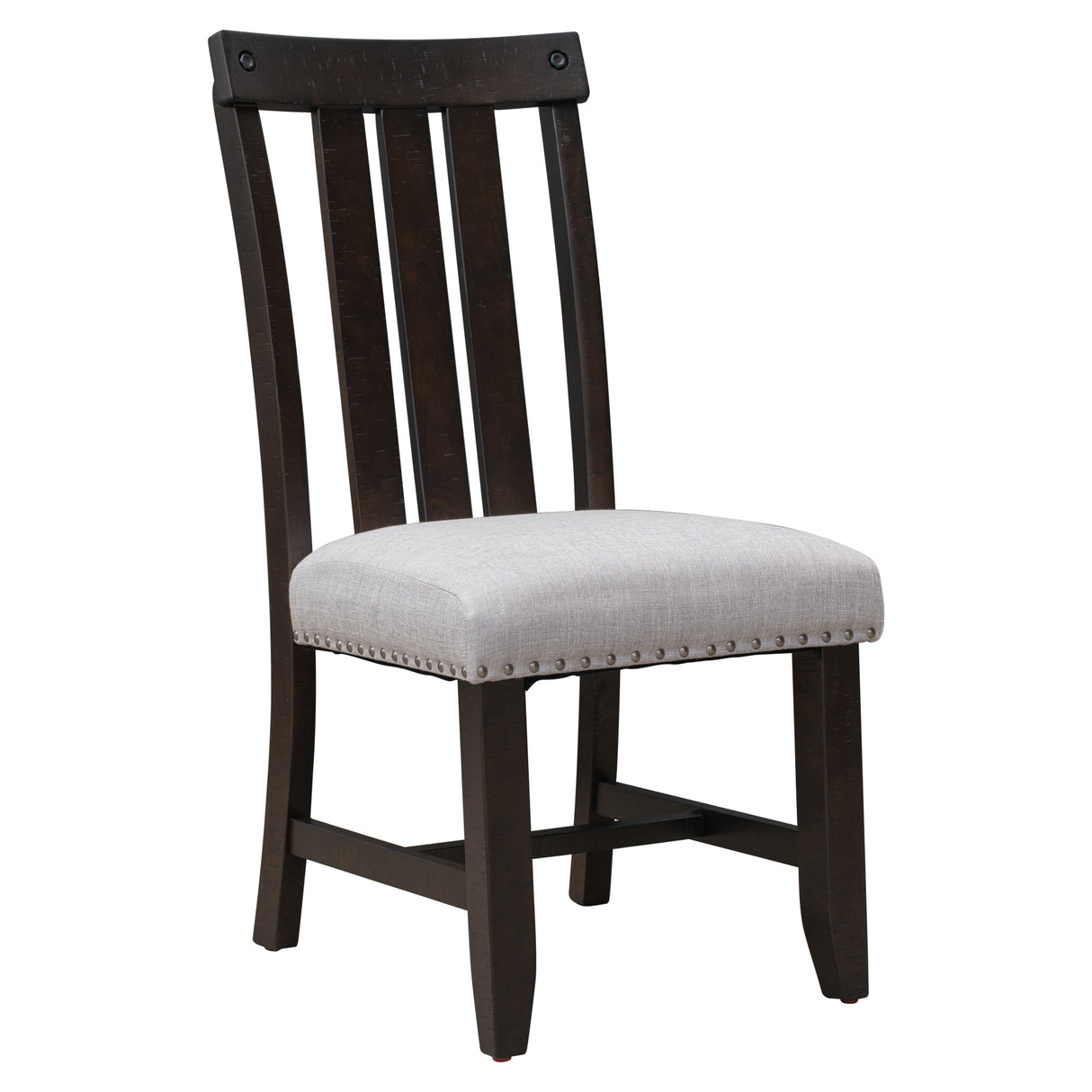TREXM Set of 4 Fabric Upholstered Dining Chairs with Sliver Nails and Solid Wood Legs (Espresso) - Home Elegance USA