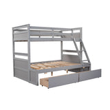 Twin over Full Bunk Bed with Storage - Gray(OLD SKU :LP000022AAE) - Home Elegance USA