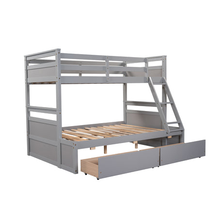 Twin over Full Bunk Bed with Storage - Gray(OLD SKU :LP000022AAE)