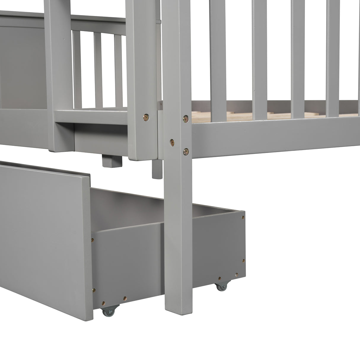 Full over Full Bunk Bed with Drawers and Ladder for Bedroom, Guest Room Furniture-Gray(OLD SKU :LP000205AAE) - Home Elegance USA