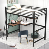 Twin Size Loft Metal&MDF Bed with Desk and Shelf, Black (Old SKU:SM001105AAB-1) - Home Elegance USA