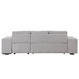 104" Pull Out Sleeper Sofa Reversible L - Shape 3 Seat Sectional Couch with Storage Chaise and 2 Stools for Living Room Furniture Set,Gray - SG000430AAE - image - 22