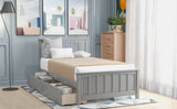 Twin size Platform Bed with Two Drawers, Gray - Home Elegance USA