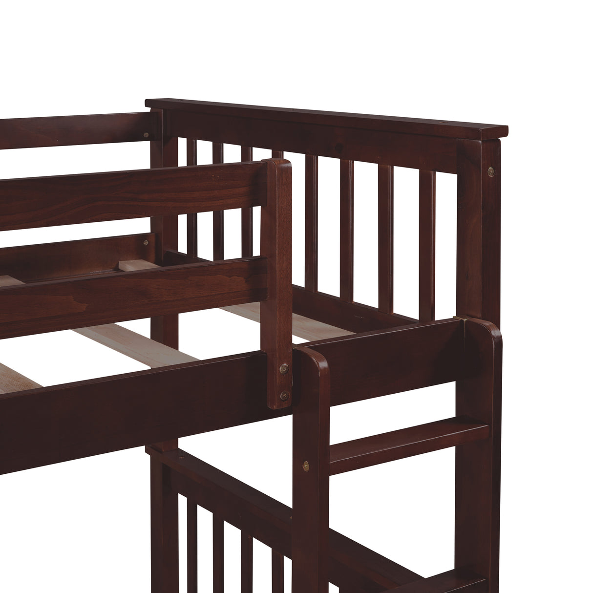 Twin-Over-Twin Bunk Bed with Ladders and Two Storage Drawers (Espresso) - Home Elegance USA