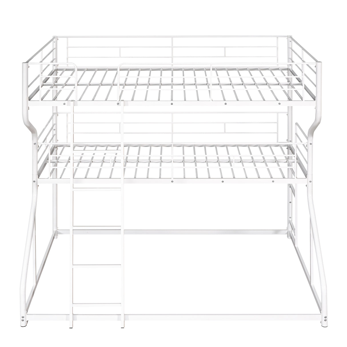 Full XL over Twin XL over Queen Size Triple Bunk Bed with Long and Short Ladder,White - Home Elegance USA