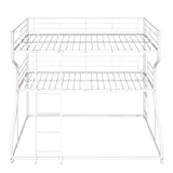 Full XL over Twin XL over Queen Size Triple Bunk Bed with Long and Short Ladder,White - Home Elegance USA