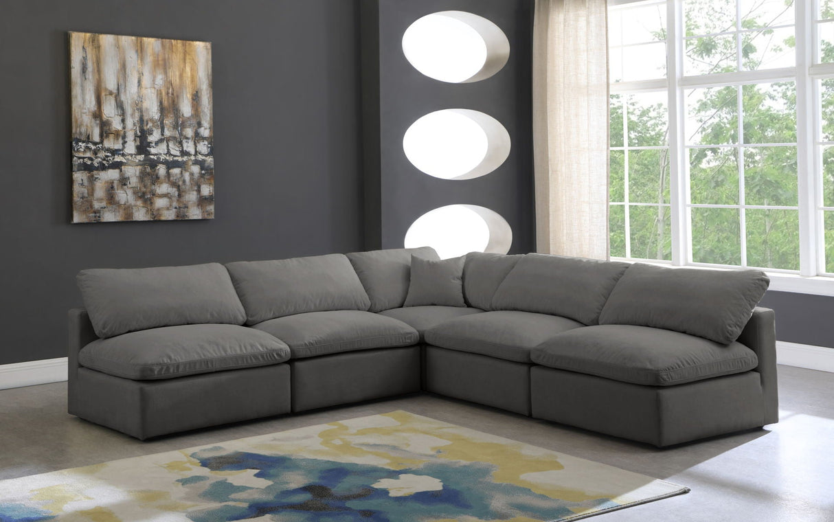 Plush - Cloud 5 Piece Modular Sectional - Grey - Fabric - Home Elegance USA