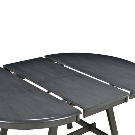 TREXM 5-Piece Wood Dining Table Set Round Extendable Dining Table with 4 Dining Chairs, Dining Room Table Set for 4 person for Dining Room