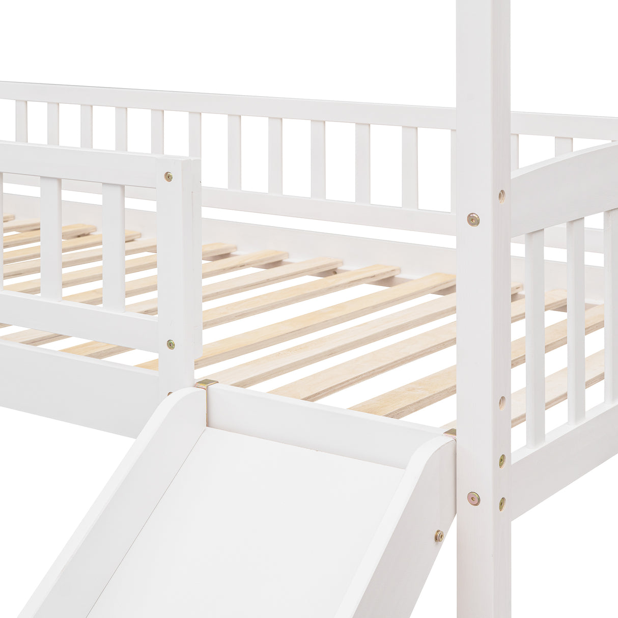 Twin Loft Bed with Slide, House Bed with Slide,White(OLD SKU :LT000212AAK) - Home Elegance USA