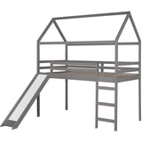 Twin Loft Bed with Slide, House Bed with Slide,Gray(OLD SKU :WF286245AAE) - Home Elegance USA