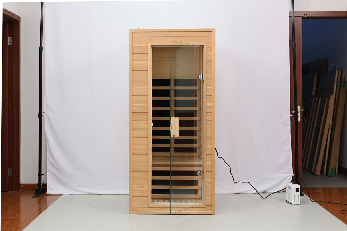 One person standard hemlock far infrared indoor sauna room