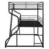 Full XL over Twin XL over Queen Size Triple Bunk Bed with Long and Short Ladder,Black - Home Elegance USA