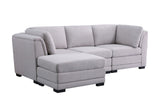 Kristin Light Gray Linen Fabric Reversible Sectional Sofa with Ottoman - Home Elegance USA