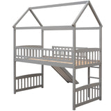 Twin Loft Bed with Slide, House Bed with Slide,White(OLD SKU :LT000212AAE) - Home Elegance USA