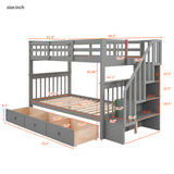 Stairway Twin-Over-Twin Bunk Bed with Three Drawers for Bedroom, Dorm - Gray(Old SKU: LP000309AAE) - Home Elegance USA