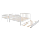 Stairway Twin-Over-Full Bunk Bed with Twin size Trundle, Storage and Guard Rail for Bedroom, Dorm, for Adults, White(OLD SKU :LP000119AAK) - Home Elegance USA