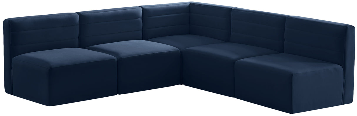 Quincy - Modular Sectional 5 Piece - Navy - Fabric - Modern & Contemporary - Home Elegance USA