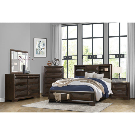 Homelegance - Chesky Warm Espresso 5 Piece Queen Platform Storage Bedroom Set - 1753-1-9