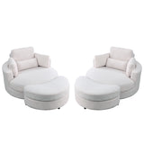 [Video] Welike Swivel Accent Barrel Modern Sofa Lounge Club Big Round Chair with Storage Ottoman Linen Fabric for Living Room Hotel with Pillows. *2PCS Home Elegance USA