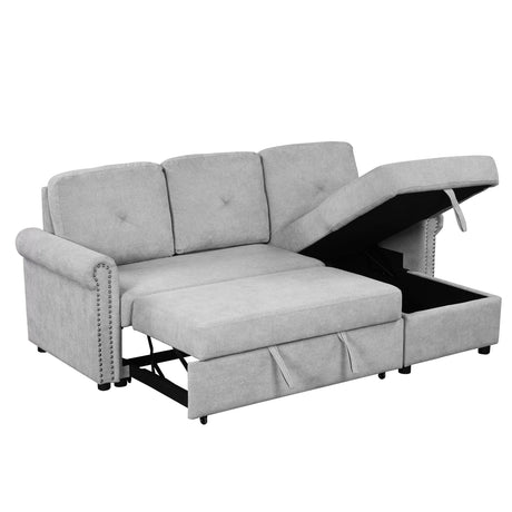 83" Modern Convertible Sleeper Sofa Bed with Storage Chaise,Gray(Old Sku:SG000346AAA) - SG000700AAE - image - 1