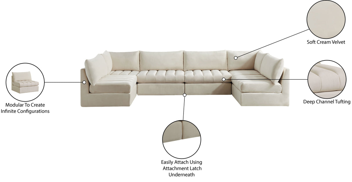 Jacob - Modular Sectional 6 Piece - Cream - Home Elegance USA